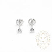 Screw Studs - Gold 10K white cz round cut 3mm - BOG703