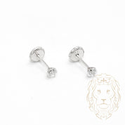 Screw Studs - Gold 10K white cz round cut 3mm - BOG703