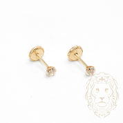 Screw Studs - Gold 10K yellow cz round cut 3mm - BOG702