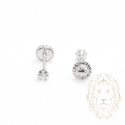 Screw Studs - Gold 10K white cz round cut 3mm - BOG703