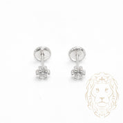 Screw Studs - Gold 10K white cz round cut 3.5mm - BOG705