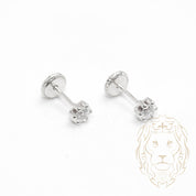 Screw Studs - Gold 10K white cz round cut 3.5mm - BOG705