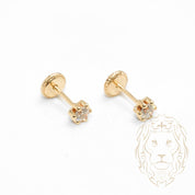 Screw Studs - Gold 10K yellow cz round cut 3.5mm - BOG704