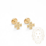 Screw Studs - 10K Yellow Gold X Cz Set - BOG706