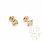 Screw Studs - 10K Yellow Gold Mother of Pearl Spade - BOG707