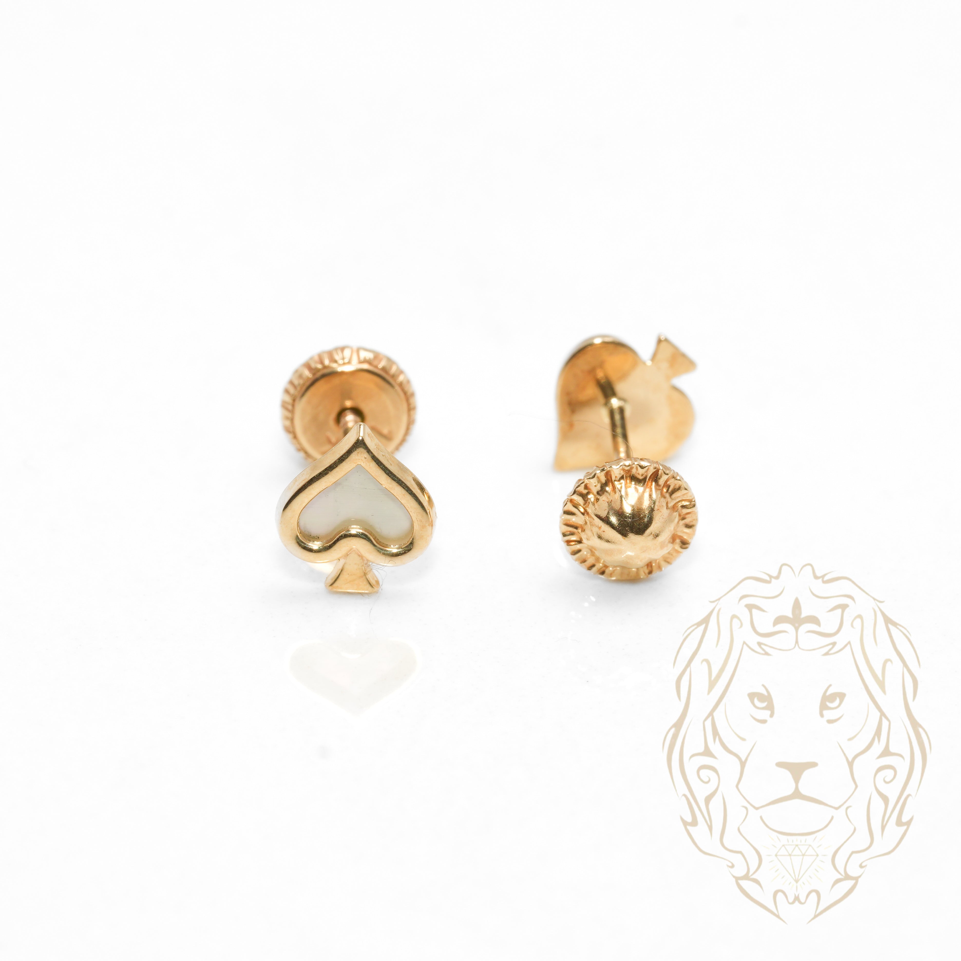 Screw Studs - 10K Yellow Gold Mother of Pearl Spade - BOG707