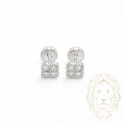 Studs to screw - 10K gold white clover with cz pavement - BOG709