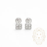 Studs à visser - Or 10K blanc trèfle pavé de cz - BOG709