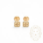Studs to screw - 10K gold clover paved with cz - BOG708