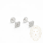 Studs to screw - 10K gold white clover with cz pavement - BOG709