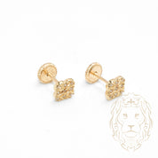 Studs to screw - 10K gold clover paved with cz - BOG708