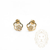 Studs to screw - 10K yellow gold cz pave flowers - BOG710