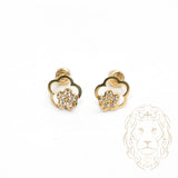 Studs à visser - Or 10K jaune fleurs pavé de cz - BOG710