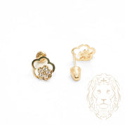Studs to screw - 10K yellow gold cz pave flowers - BOG710