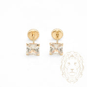Screw Studs - Gold 10K yellow cz princess cut 5mm - BOG711