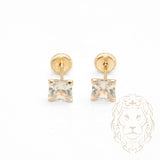 Studs à visser - Or 10K jaune cz coupe princesse 5mm - BOG711