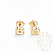 Studs to screw - 10K gold clover set with cz - BOG714