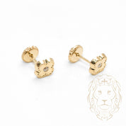 Studs to screw - 10K gold clover set with cz - BOG714