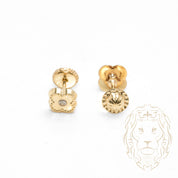 Studs to screw - 10K gold clover set with cz - BOG714