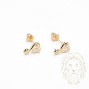 Studs à visser - 10K gold yellow cz stones closed cut heart & round - BOG715