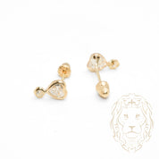 Studs à visser - 10K gold yellow cz stones closed cut heart & round - BOG715