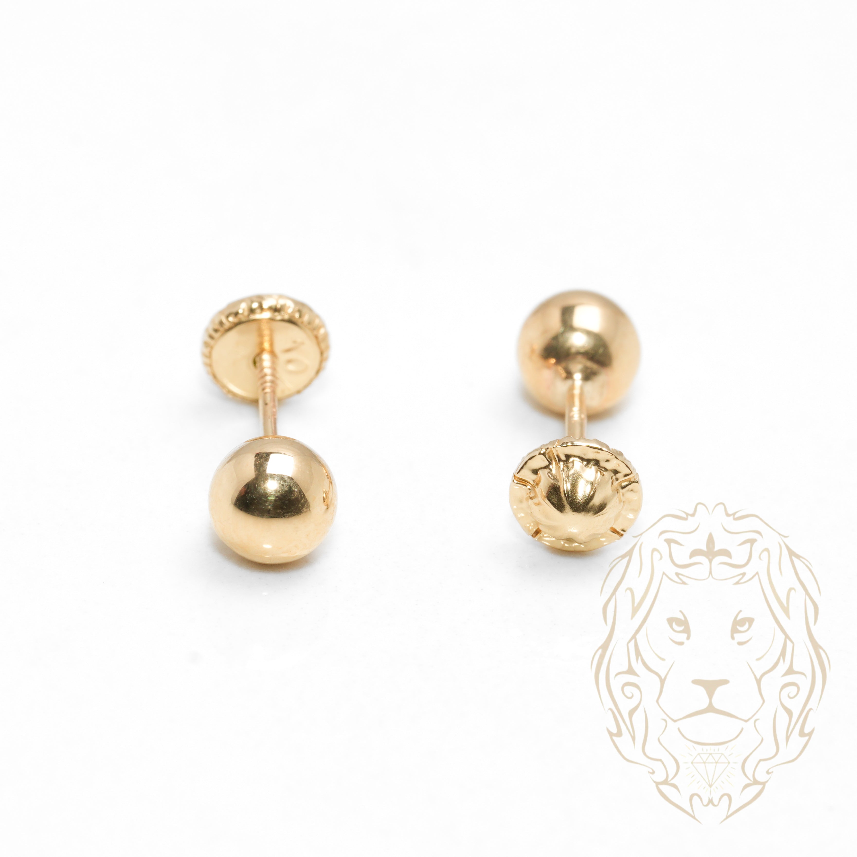 Studs to screw - Gold 10K yellow pearl polished 5mm - BOG716