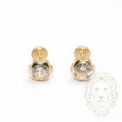 Studs to screw - 10K Gold flower set with round cut cz - BOG717