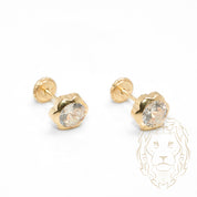 Studs to screw - 10K Gold flower set with round cut cz - BOG717