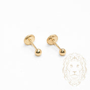 Screw studs - 10K gold polished pearl 3mm - BOG718