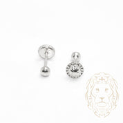 Studs to screw - Gold 10K white pearl polished 3mm - BOG719