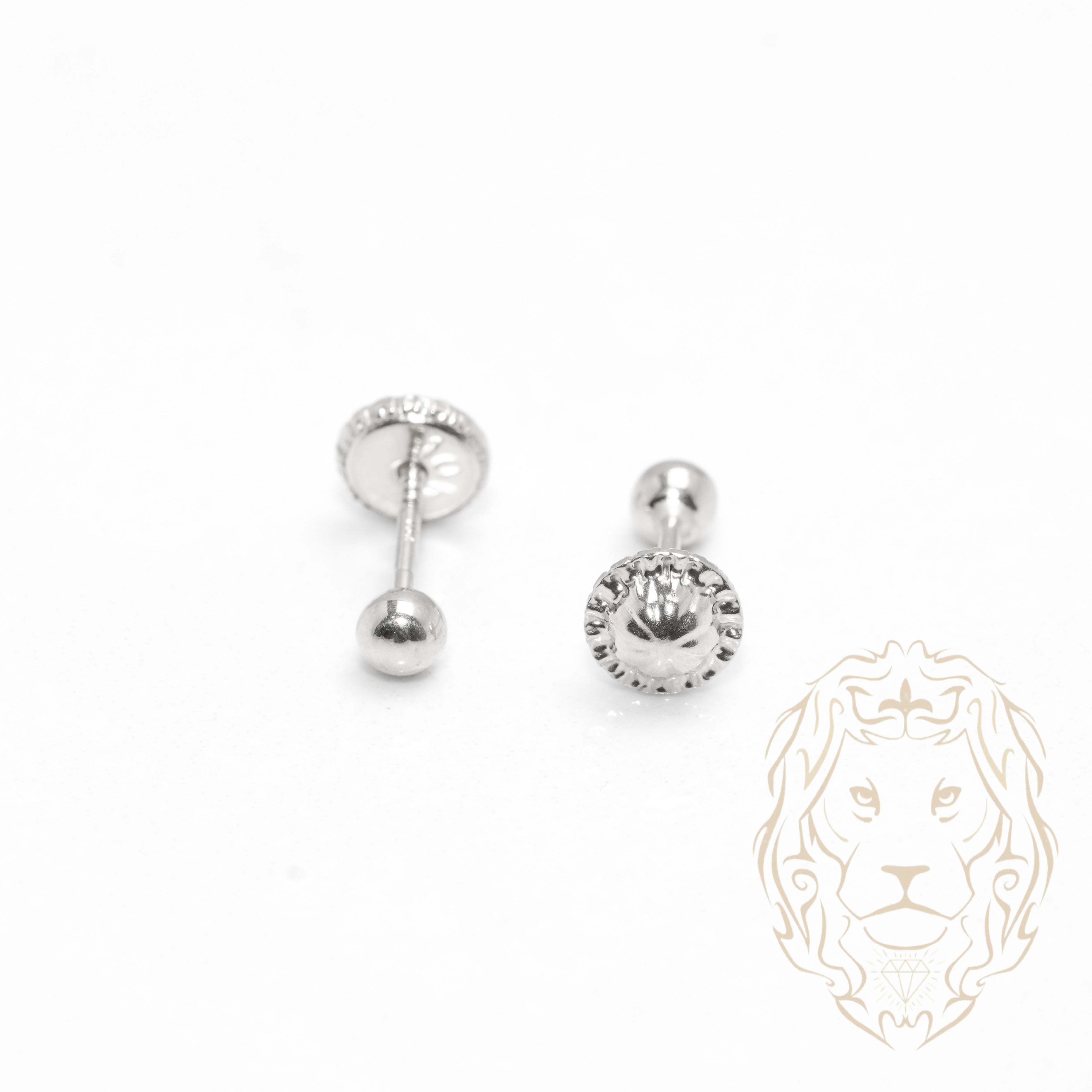 Studs to screw - Gold 10K white pearl polished 3mm - BOG719