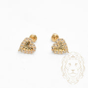 Studs à visser - Or 10K jaune coeur coupe diamant pavé de cz - BOG720