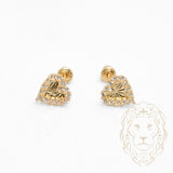 Studs à visser - Or 10K jaune coeur coupe diamant pavé de cz - BOG720