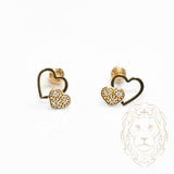 Studs à visser - Or 10K jaune coeurs pavé de cz - BOG721