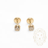 Studs à visser - Or 10K jaune cz coupe rond serti clos 4mm - BOG722