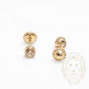 Screw Studs - Gold 10K yellow cz cut round closed set 4mm - BOG722