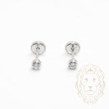 Studs à visser - Or 10K blanc cz coupe rond serti clos 3mm - BOG724