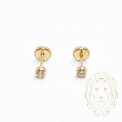 Screw Studs - Gold 10K yellow cz cut round closed set 3mm - BOG723