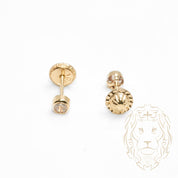 Screw Studs - Gold 10K yellow cz cut round closed set 3mm - BOG723