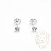 Screw Studs - Gold 10K white cz round cut 3mm - BOG725