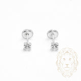 Studs à visser - Or 10K blanc cz coupe rond 3mm - BOG725