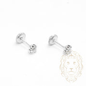 Screw Studs - Gold 10K white cz round cut 3mm - BOG725