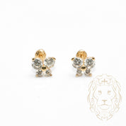 Studs to screw - 10K Gold yellow butterfly cz stones - BOG726