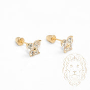 Studs to screw - 10K Gold yellow butterfly cz stones - BOG726
