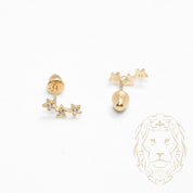 Studs to screw - 10K Gold yellow stars set with cz - BOG728