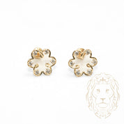 Studs to screw - 10K Gold yellow flower set with cz - BOG729