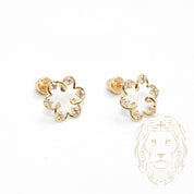 Studs to screw - 10K Gold yellow flower set with cz - BOG729