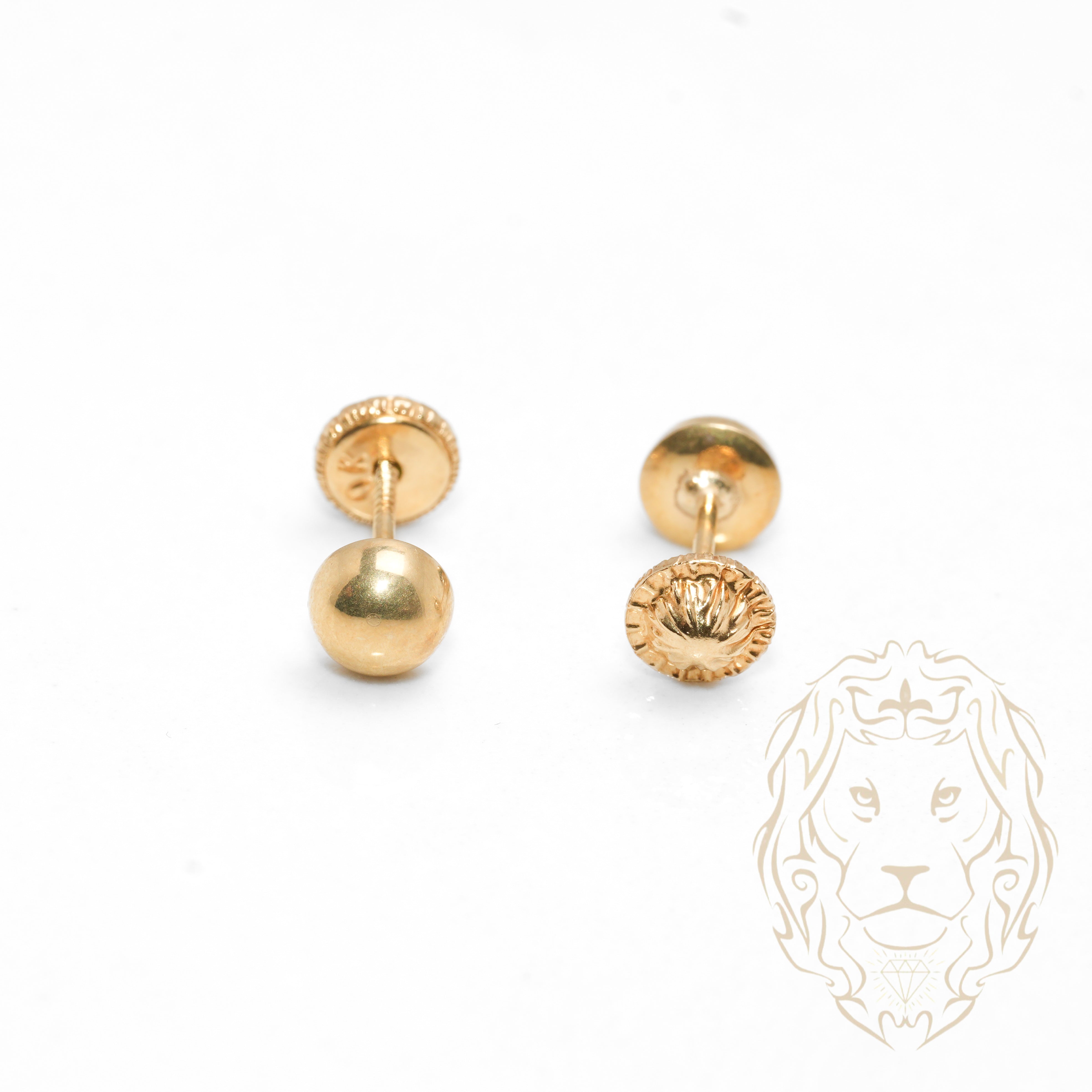 Screw studs - 10K gold polished dome 5mm - BOG730