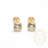 Studs à visser - Or 10K jaune carré serti de cz coupe rond 6mm - BOG731