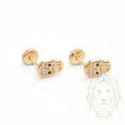 Studs to screw - 10K gold skull cz pave - BOG733